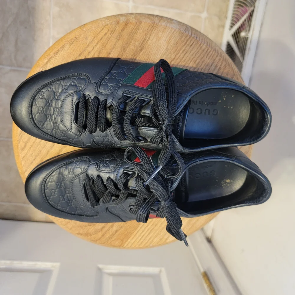 Gucci Black and Green Sneakers Size 7 Euro. 8/2 US - Picture 4 of 10